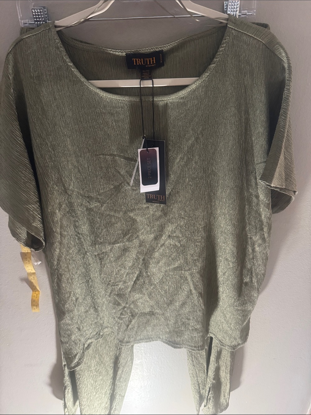Truth Olive Green Short Sleeve Tunic Top and bottom set